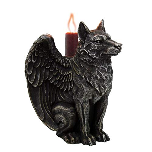 Pacific Trading Giftware PT Winged Wolf Gargoyle Home Decorative Resin Figurine Candle Holder