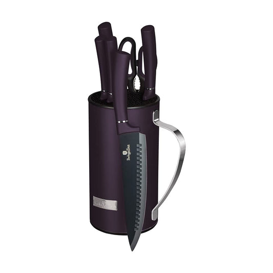 Berlinger Haus Knife Set with Mobile Stand - Ergonomic Soft, Touch Handle, Does Not Slip and Elegant Design - PFOA, Lead, Cadmium Free Knife Set in One Stand | 7 pieces