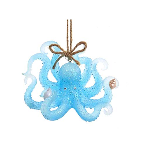 Kurt Adler E0484 Transparent Sea Blue Octopus Ornament, 3-inch High, Resin