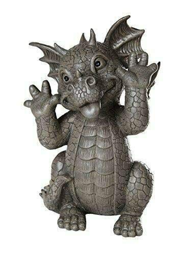 Pacific Trading Giftware Garden Dragon Taunting Dragon Garden Display Decorative Accent Sculpture Stone Finish 10 Inch Tall