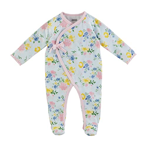 Mud Pie Baby Girls Kimono Sleeper, 6-9 Months, Blue Floral