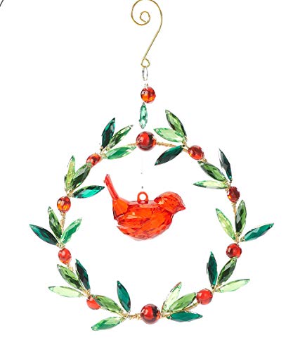 Giftcraft 665334 Wreath with Bird Ornament, 8-inch Diameter, Acrylic