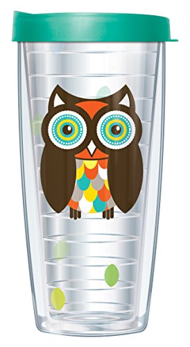 Freeheart Signature Tumblers Hoot Owl Wrap on Clear 16 Ounce Double-Walled Travel Tumbler Mug with Easy Sip Lid