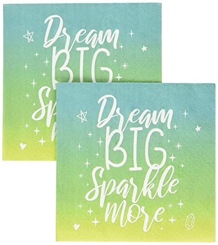 Amscan Blue Sparkle Paper Beverage Napkin - 16 Pcs.