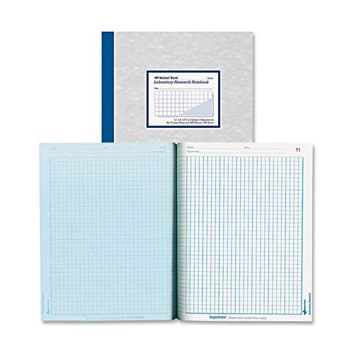 Rediform National Laboratory Notebook, 4 x 4 Quad Ruling, Gray Cover, 11" x 9.25" 100 Numbered Sets (43644)