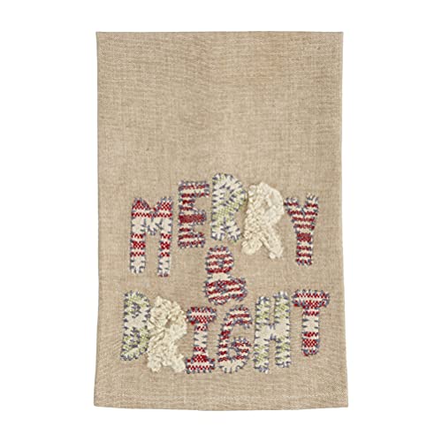 Mud Pie Christmas Applique Towel, Merry and Bright, 21" x 14"