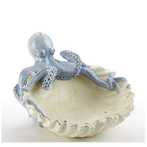 Delton Products 4272-3 Textured Octopus 7.9 X 5.3 Inch Resin Stone Decorative Serving Bowl Dish, Multi