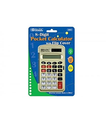 BAZIC 8-Digit Pocket Size Calculator with Flip Cover