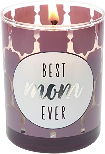 Pavilion Gift Company Best Mom Ever-7 Oz Purple Glass Candle-Serenity Fresh Cotton Scent