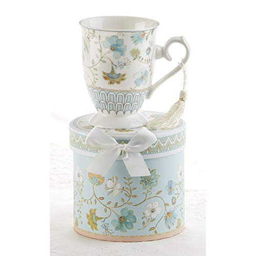 Delton Products Porcelain Mug and Matching Gift Box, Blue Romance, 4.6"