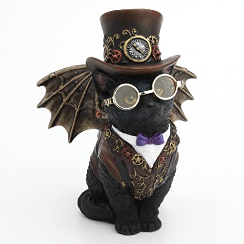 Veronese Design 5 1/4" Steampunk Victorian Inventor Top Hat Kitty Cat Resin Figurine Hand Painted Statue