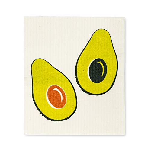 Abbott Collection  84-ASD-AB-34 S/2 Avocado Dish Cloth-6.5x8 L, inches L, Ivory and Green