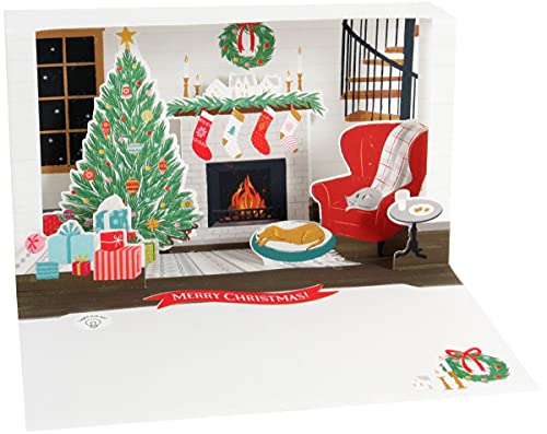 Up With Paper Christmas LED Delighted Shadowbox Card - Stocking and Mantel