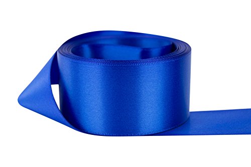 Ribbon Bazaar Double Faced Satin Ribbon - Premium Gloss Finish - 100% Polyester Ribbon for Gift Wrapping, Crafts, Scrapbooking, Hair Bow, Decorating & More - 3/8 inch Royal Blue 50 Yards