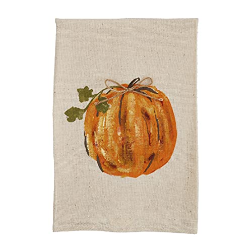Mud Pie Pumpkin Painted Tea Towel,21" x 14",Single Pumpkin