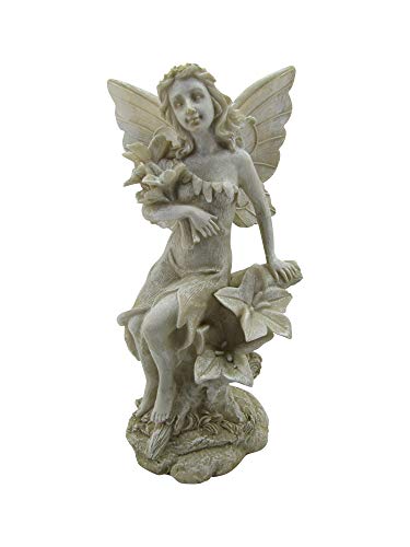Comfy Hour Faith and Hope Collection Resin 12" Praying Angel Taking Flowers, Fairy Statue for Home or Garden