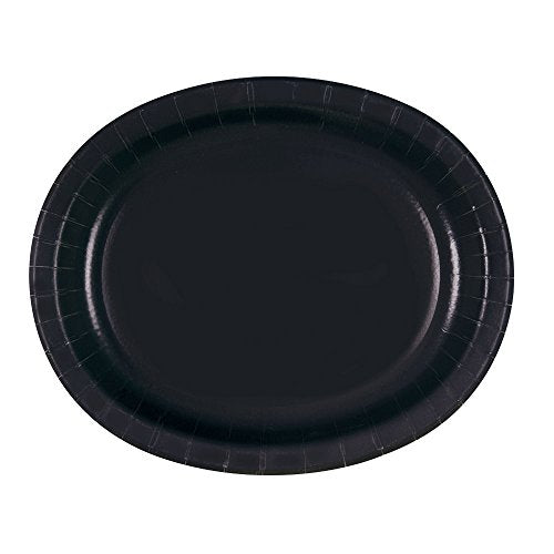 Unique Industries, Oval Paper Plates, 8 Pieces - Black