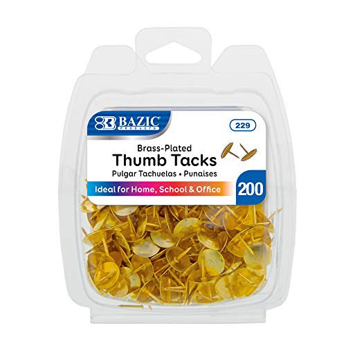 BAZIC Gold Thumb Tacks. 200 Push Pins for Crafts and Office Organization