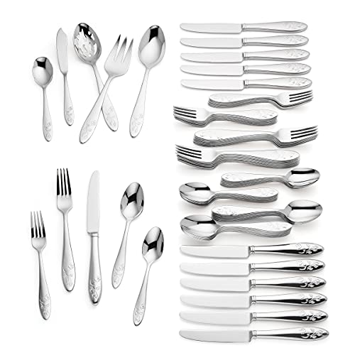 Lenox Butterfly Meadow 65-Piece Flatware Set, 11.30, Metallic