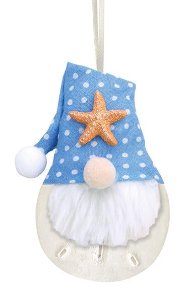 Cape Shore Christmas Resin Ornament, Sand Dollar Gnome, Holiday Tree Decoration, Home Collection