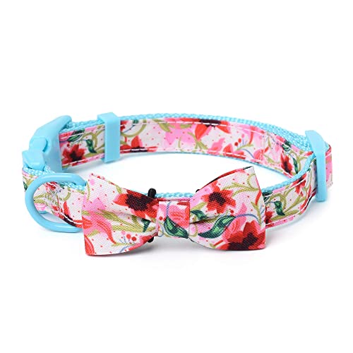 Mile High Life | Natural Wild Flower Collection | Soft Poly Cotton Fabric | Girl Dog Collars | Bowtie Collar (Lily, Medium 13"-17")