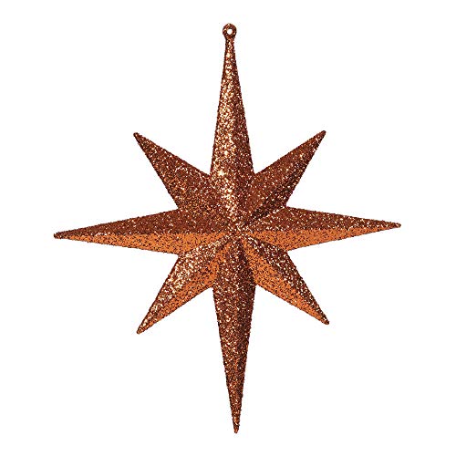 Vickerman M167418 Plastic Iridescent Glitter Bethlehem Star in 2/Bag, 12", Burnish Orange