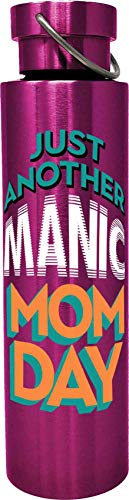 Spoontiques 18956 Manic Mom Day Stainless Steel Bottle, 24 oz, Fuchsia