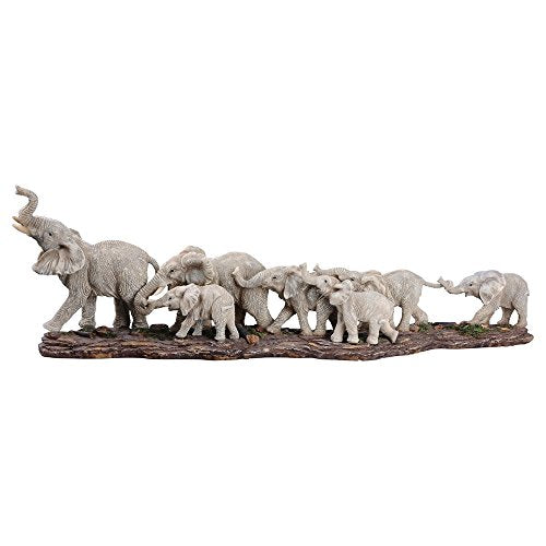 Comfy Hour Our Cute Elephant Friends Collection 16" Roaming Elephant Group Wildlife Figurine Statue Sculpture, Stone Resin