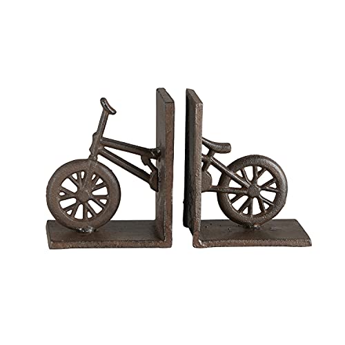 Creative Brands 47th & Main Decorative Cast Iron Bike Bookends, 4.25" L x 2.75" W x 5" H, Brown