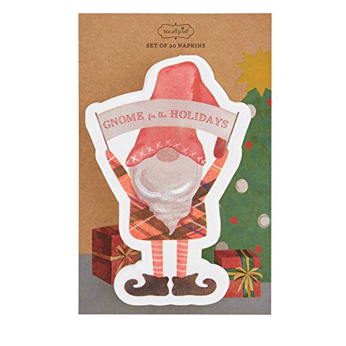 Mud Pie 40900031H  Holiday Figural Gnome Napkin,6" x 4",Holiday Gnome