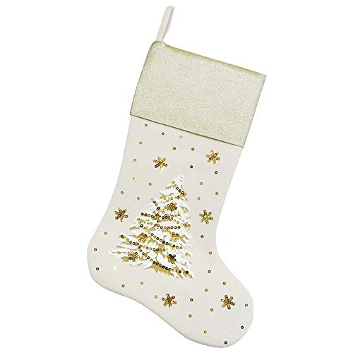 Comfy Hour Let It Snow Collection 18"x11" Christmas Tree Snowflakes Stocking Xmas Decoration, Polyester