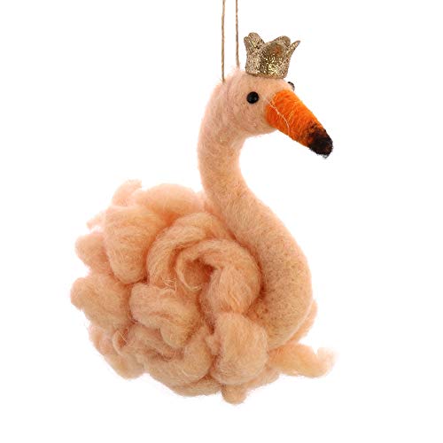 HomArt 95117-0 Longneck Bird Flamingo Ornament, 6-inch Height, Felt, Pink