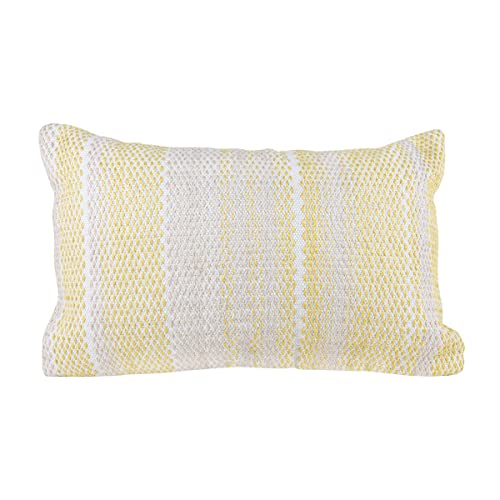 Foreside Home & Garden Yellow & Gray 14X22 Hand Woven Filled Outdoor Pillow