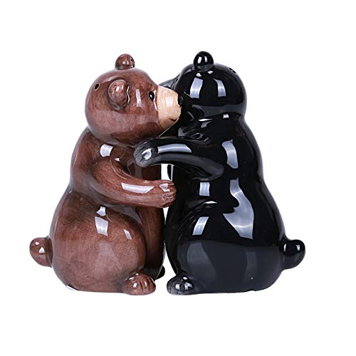 Pacific Trading Giftware Hugging Bears Magnetic Ceramic Salt and Pepper Shakers Set