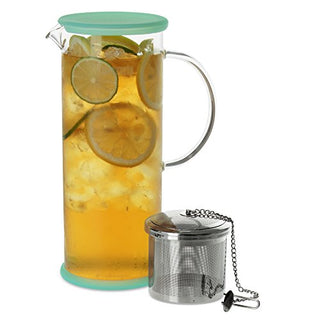 FORLIFE LUCENT Glass Iced Tea Jug with Capsule Infuser, 48-Ounce, Mint