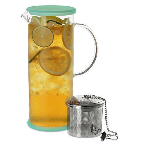 FORLIFE LUCENT Glass Iced Tea Jug with Capsule Infuser, 48-Ounce, Mint