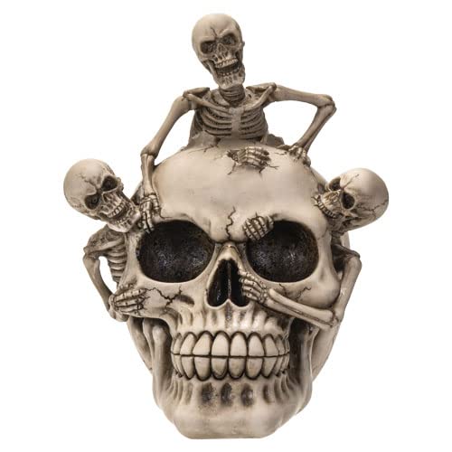 Pacific Trading Giftware Skull with 3 Skeletons Figurine, 6.97-Inch Height