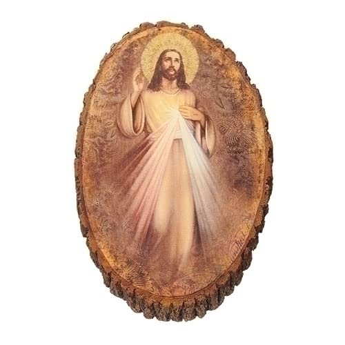 Roman Joseph's Studio Divine Mercy Wood Decorative Plaque, 12.25-inch Height, Polyresin, Religious Decoration