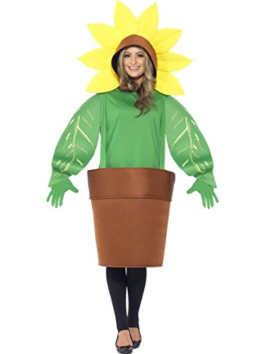 Smiffys womens Sunflower Costume, With Top With Attached Hood, Green, One Size