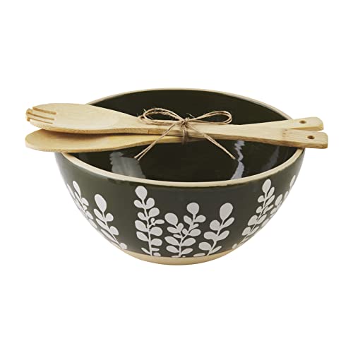 Mud Pie Pinehill Serving Bowl Set, Green, 9-inch