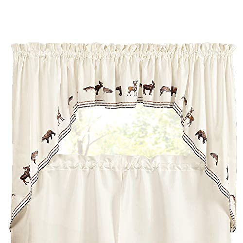 Belle Maison Renaissance Home Fashion Lodge Embroidered Swag Pair, 56 in x 38