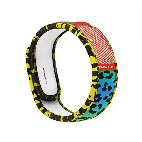 PARA'KITO Mosquito Insect & Bug Repellent Wristband - Waterproof, Outdoor Pest Repeller Bracelet w/Natural Essential Oils (Leopard Yellow)