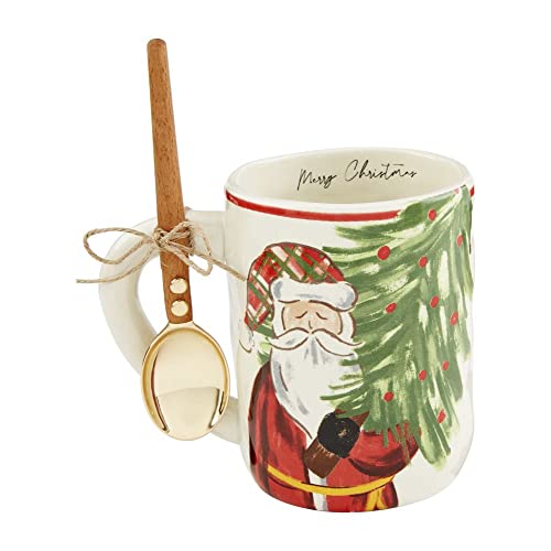 Mud Pie Tree And Santa Mug Set, 5 1/2-inch