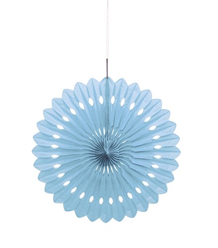 Unique Industries Tissue Paper Fan Decoration, 16, Light Blue