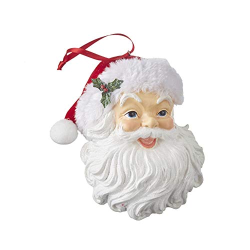RAZ Imports 4110268 Santa Face Ornament, 6-inch Height, Resin
