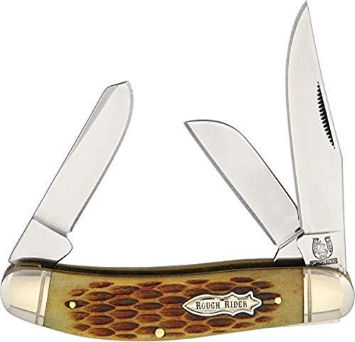 Blue Ridge Knives Rough Ryder Sowbelly Stockman Amber Bone