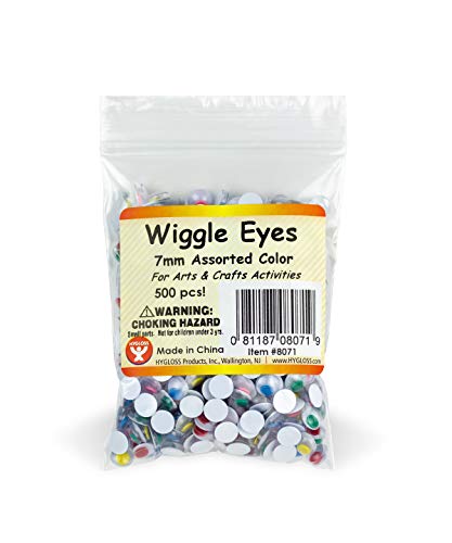 Hygloss Products Plastic Eyeball Googly Eyes for Arts & Crafts-Non-Adhesive-Paste-On-Size 7mm-Classroom Economy Pack-500 Pcs, 7 mm, Assorted Colors