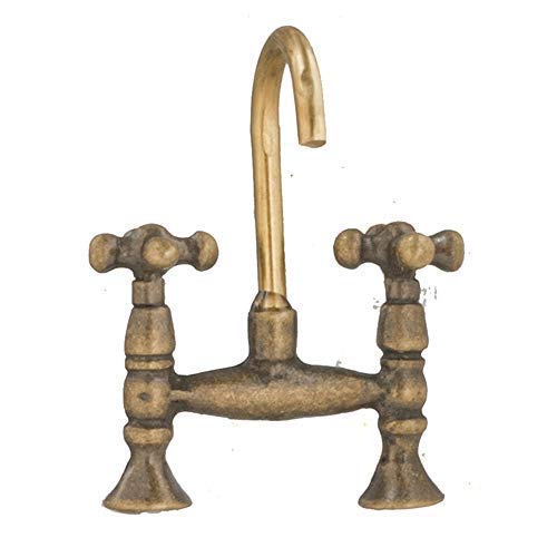 Aztec Imports Melody Dollhouse Antique Brass Mixer Tap Faucet Old Fashioned 1:12 Kitchen Accessory