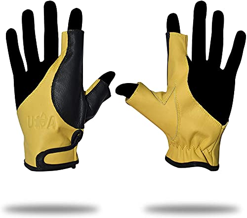 UNIVERSE ARCHERY Leather Archery Glove | Handmade Shooting Hunting Two Finger Gloves | Recurve Bow Archery Cow Hide Leather Gloves | Excellent Fitting