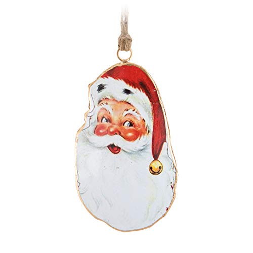 Abbott Collection  37-IMPRINT-020 Vintage Santa Face Ornament, 4.5 inches H, Red/White